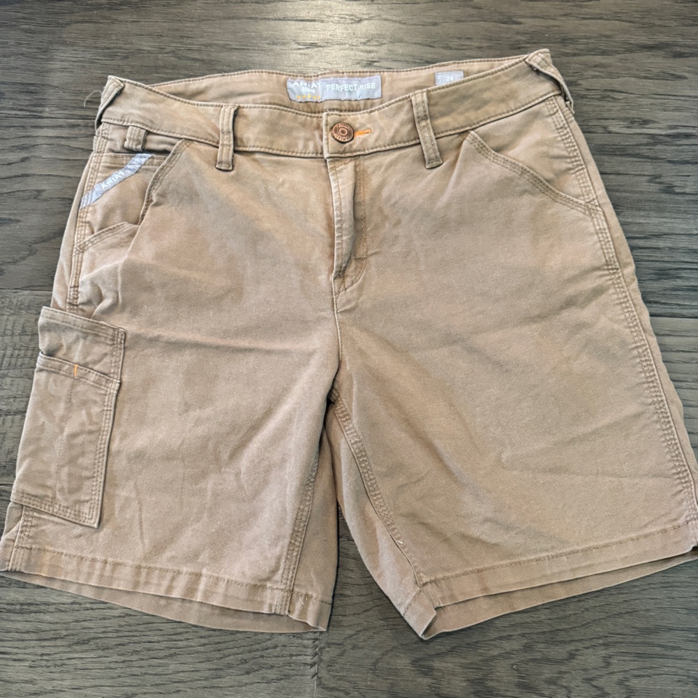 Ariat Rebar men's 28 Shorts Perfect Rise Khaki Cargo Cotton Workwear‎